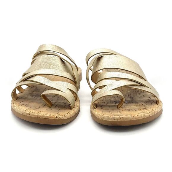 Korks Clemmons Strappy Sandal Faux Leather Comfort Slide in Gold Womens Size 6.5 - Picture 9 of 16